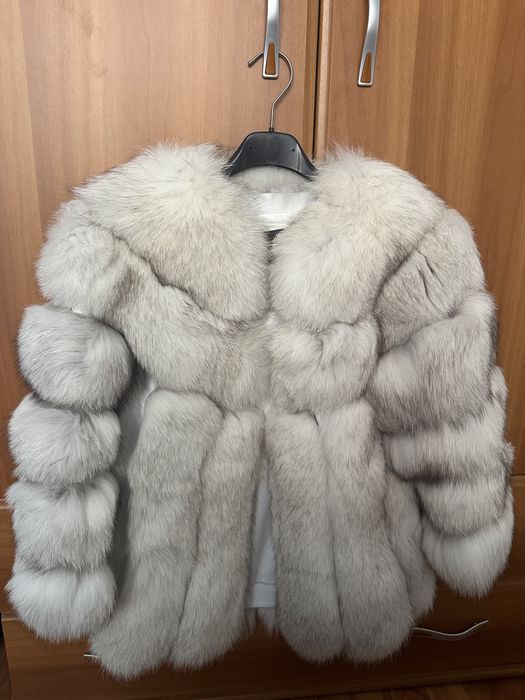 Haina din Blana naturala vulpe alba