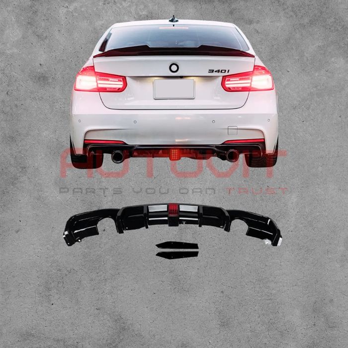 Дифузьор задна броня за BMW F30/F31 (12-18) черен гланц, F1 стоп