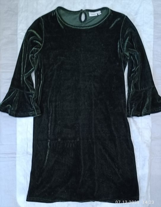 Коледна рокля Name it 9г, 134см, зелен плюш