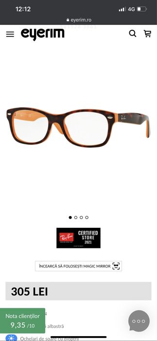 Ochelari rame vedere copii Rayban