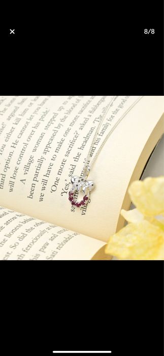 Pandantiv aur alb 14 k cu rubine naturale certificat