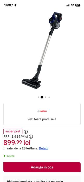 Aspirator vertical Bosch unlimited  seria șase