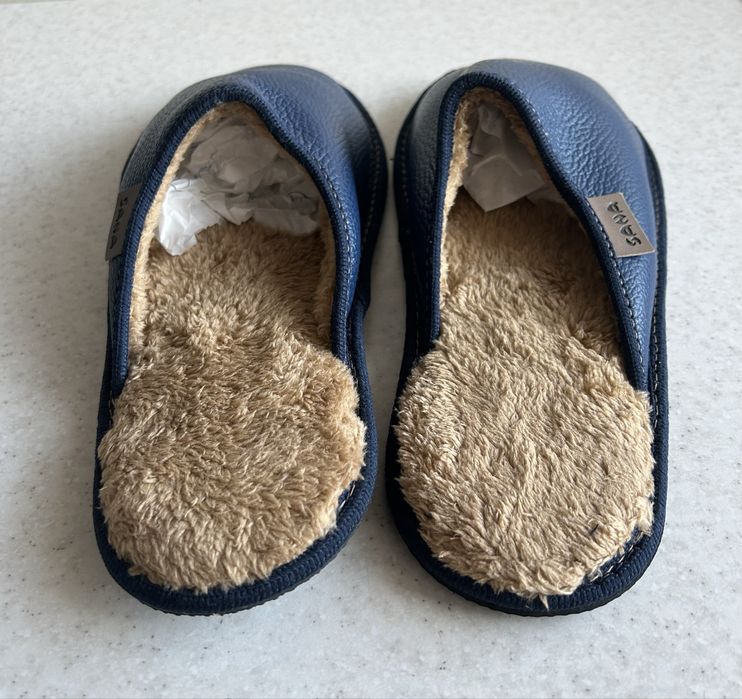 Домашни мъжки чехли от естествена кожа, размер 43/44