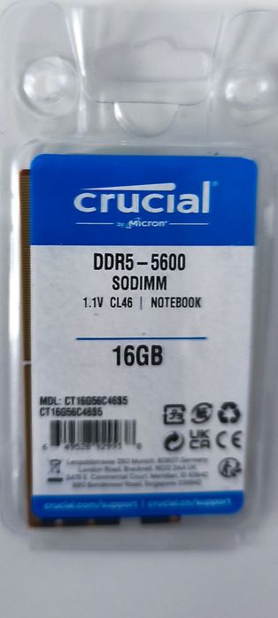 Memorie RAM laptop Crucial  DDR5, kit (2×8 GB)și single 16GB