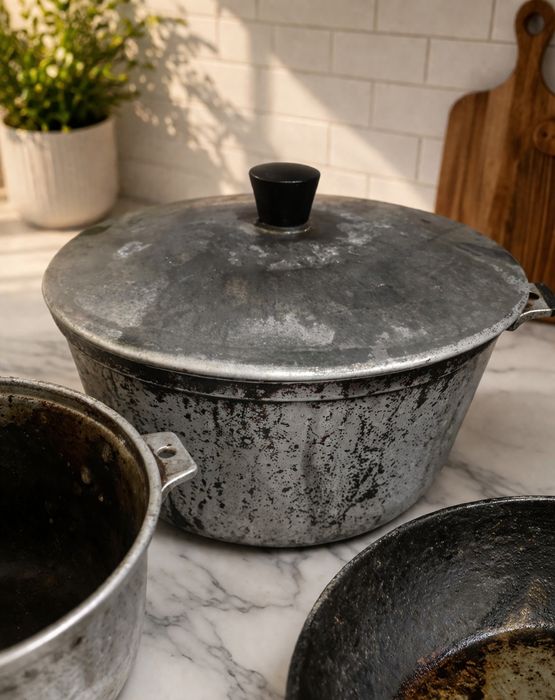 Казаны чугунные два больших и сковородка сковорода