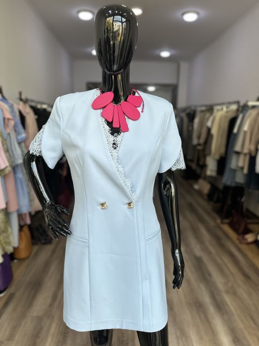 Ленен костюм в пепел от рози цвят