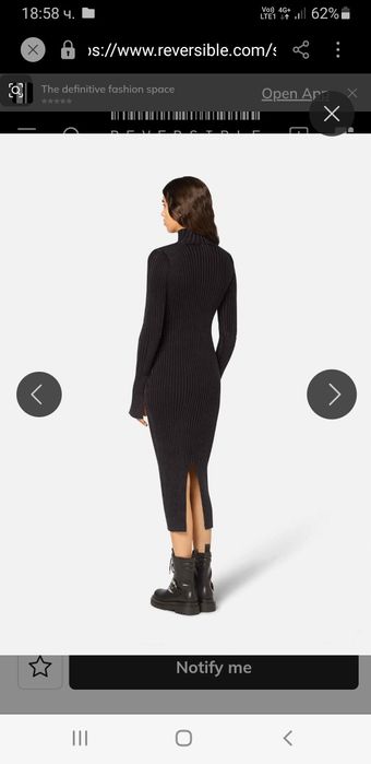 Versacе Jeans Couture Ribbed Cotton Stretch Slim Dress S ОРИГИНАЛ Дамс
