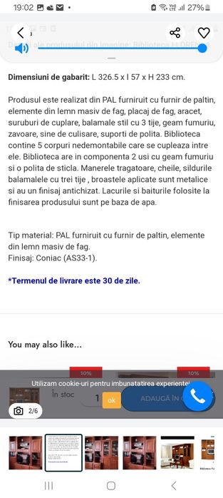 Biblioteca Florenta lemn masiv