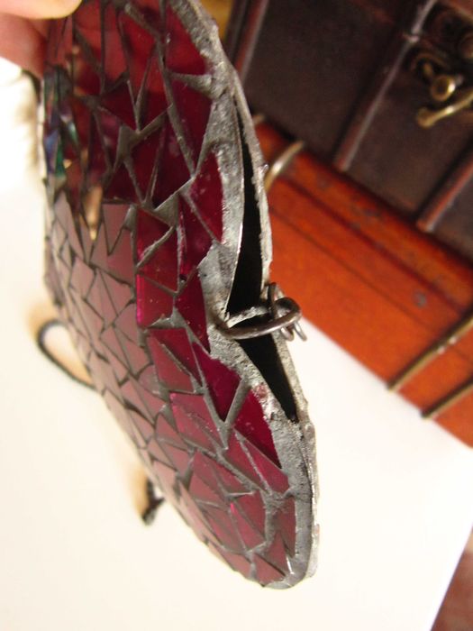 cadou rar Craciun Tiffany Heart Inima mozaic sticla metal Germany 1960