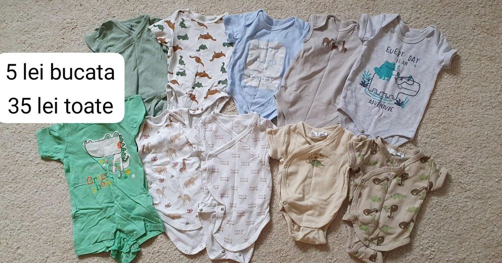Lot haine bebelusi nou-nascuti marimea 50-56, pentru 0-3 luni