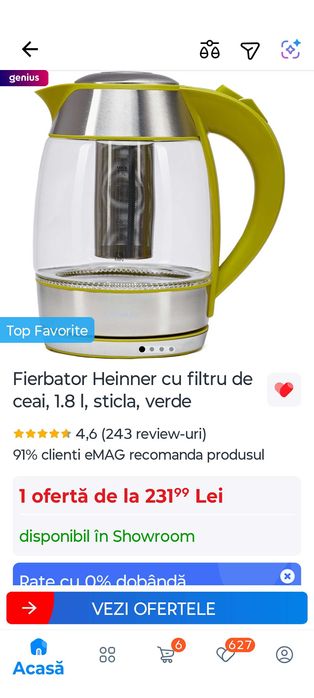 Cana fierbator inox 2200W filtru ceai