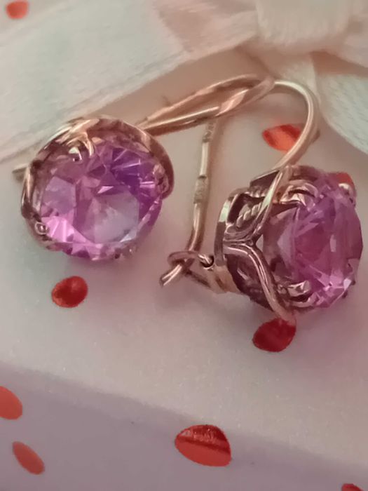 Антикварни руски златни обеци с Александрит синтетичен