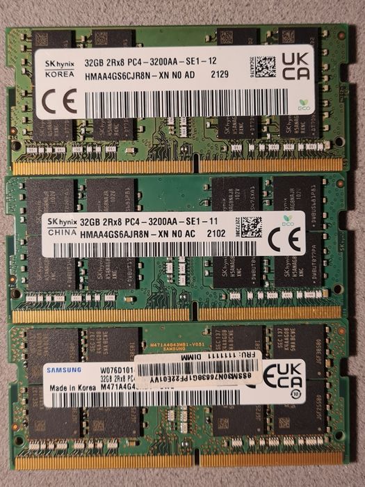 Memorie RAM laptop SODIMM Samsung / Hynix 32GB DDR4 2666 / 3200 MHz