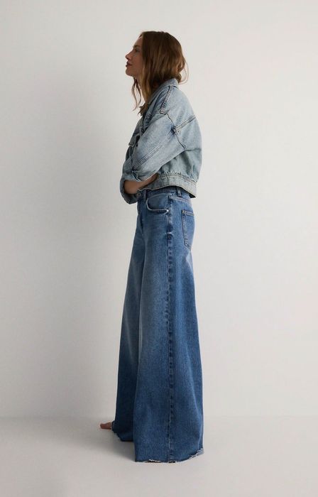 ZARA Дамски стилни широки дънки