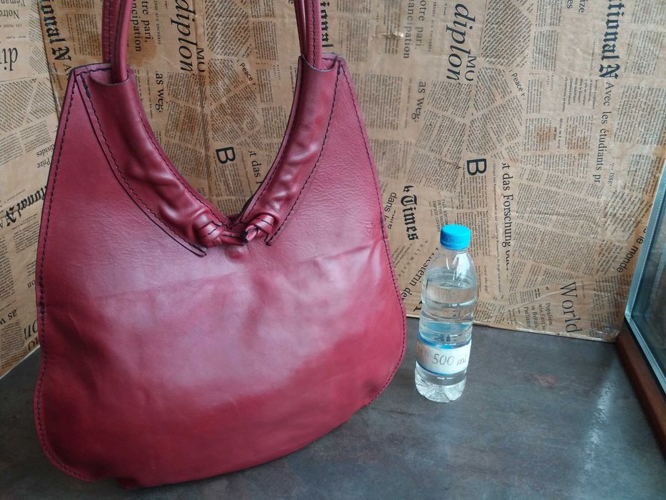дамска червена чанта,кожена-естествена кожа