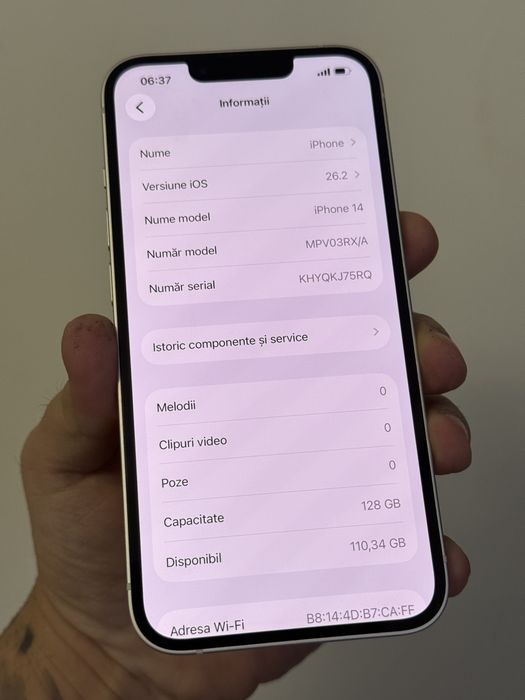 Apple iPhone 14, 128GB, 5G, Starlight / Battery 86% / Excelent - Cutie