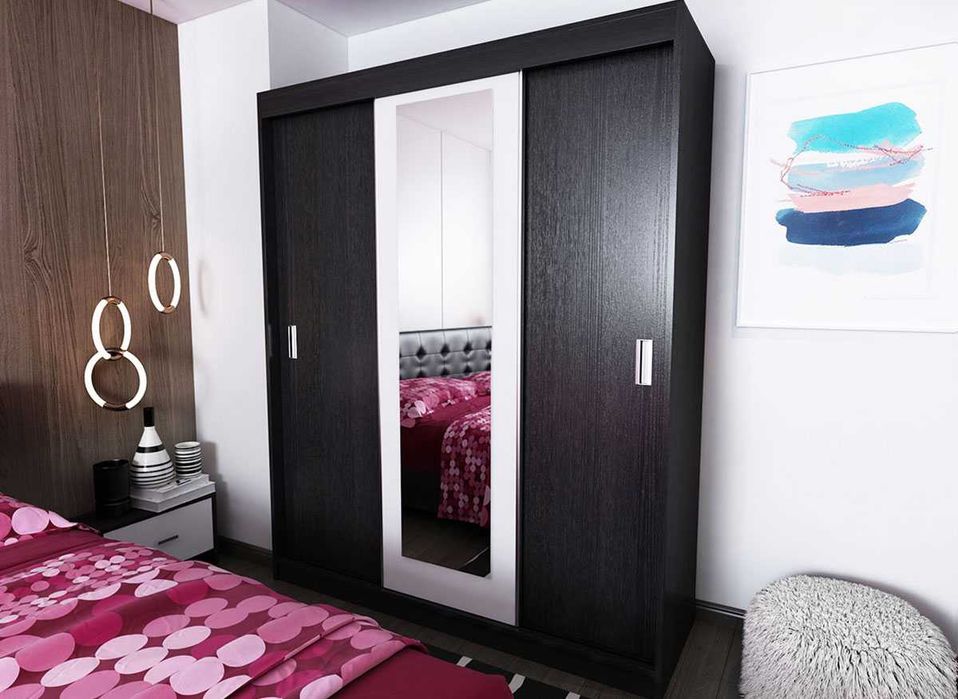 Set Mobila Dormitor Bingo F Tapitat Wenge - Transport gratuit