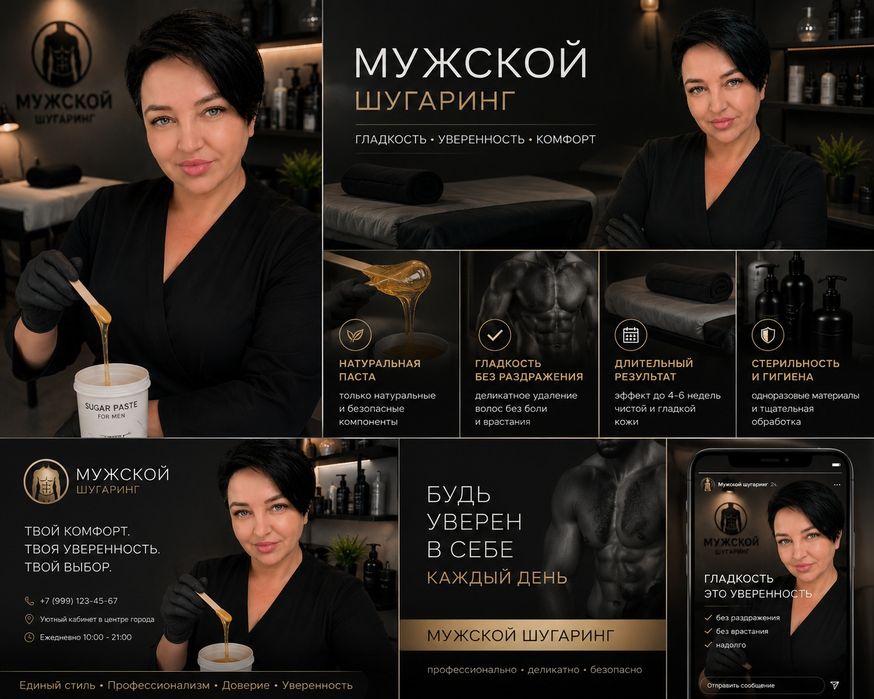 Мужской шугаринг/ триммер стрижка.