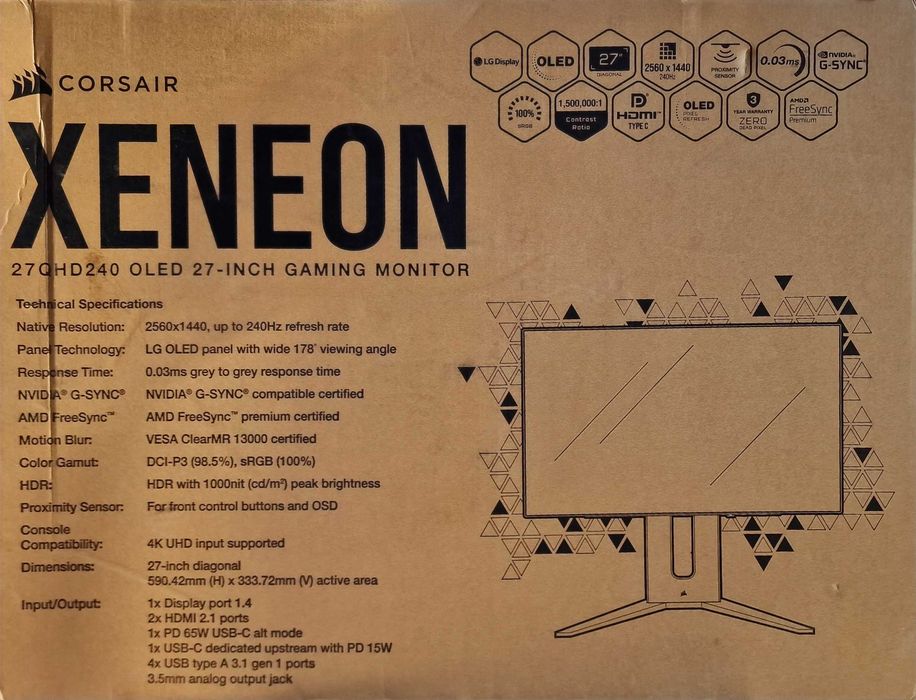Monitor Gaming OLED Corsair XENEON 27" 27QHD240, QHD (2560 x 1440)