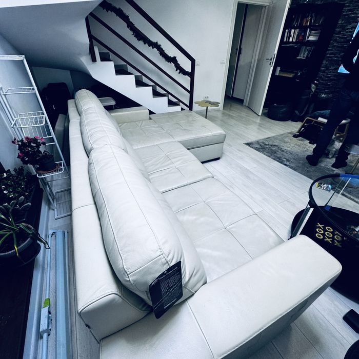 Vand canapea piele naturala, coltar in forma de L, extensibila