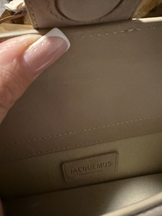 Jacquemus Le Bambino Mini suede бежова чанта / дамска топ хендъл