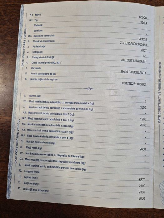 Iveco Daily 35C15 basculabil pe cutie
