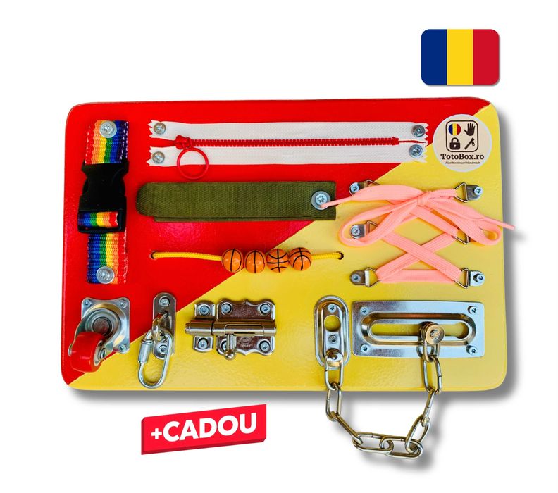 Placa Montessori Senzoriala pentru copii 1–3 ani, Handmade, 30x20 cm