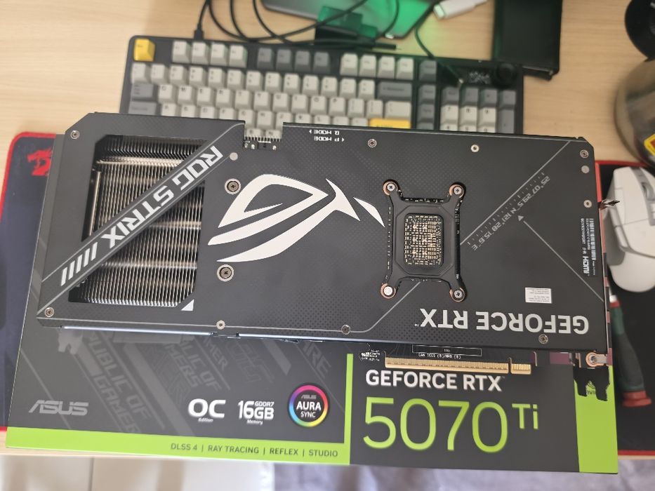 ASUS ROG Strix GeForce RTX 5070 Ti OC Edition – Отлично състояние, гаранция до 16.06.2029 г