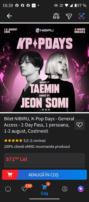 Vând bilet kpop days