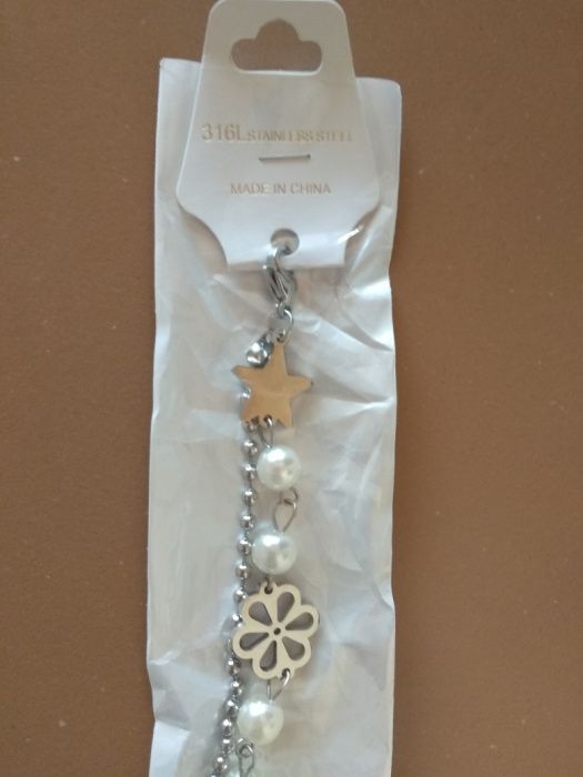 Нова дамска гривна от медицинска стомана и перли