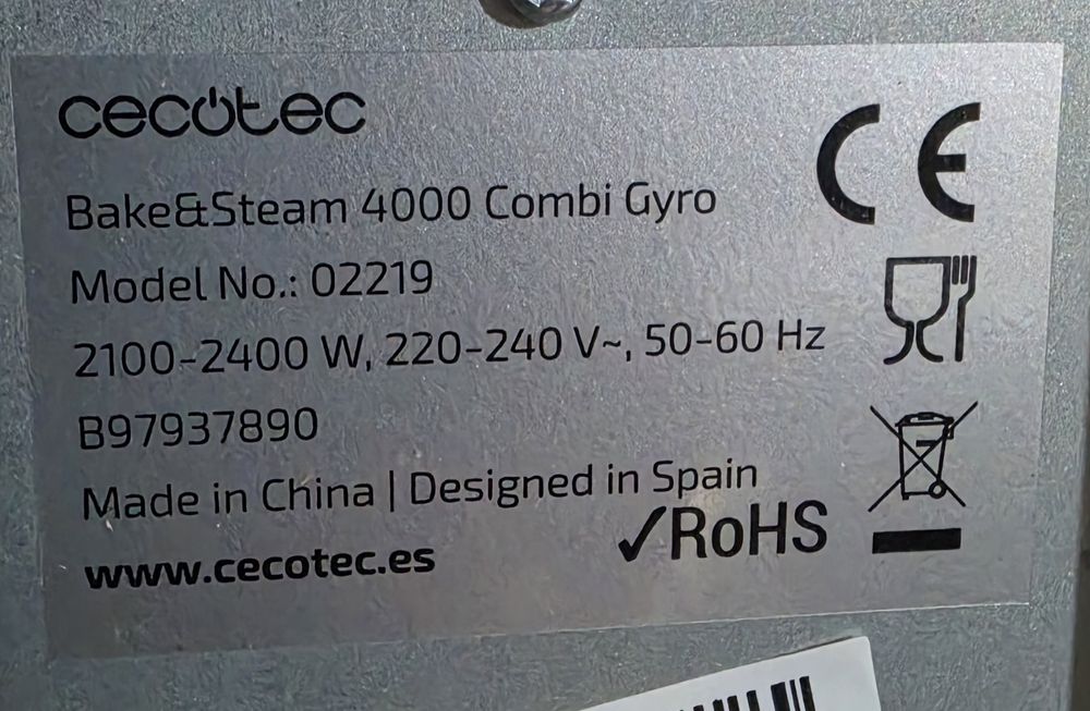 Свободно стояща фурна на пара Cecotec