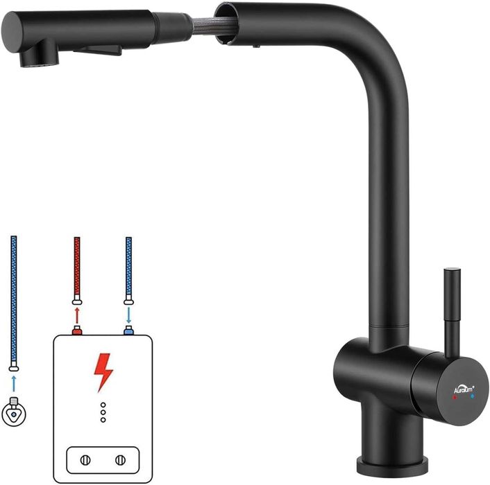 REDUS de la 425 RON, NOU* Baterie chiuveta cu Dus retractabil ,cu autopresiune (pt Presiune Mica), cartus ceramic ,BLACK