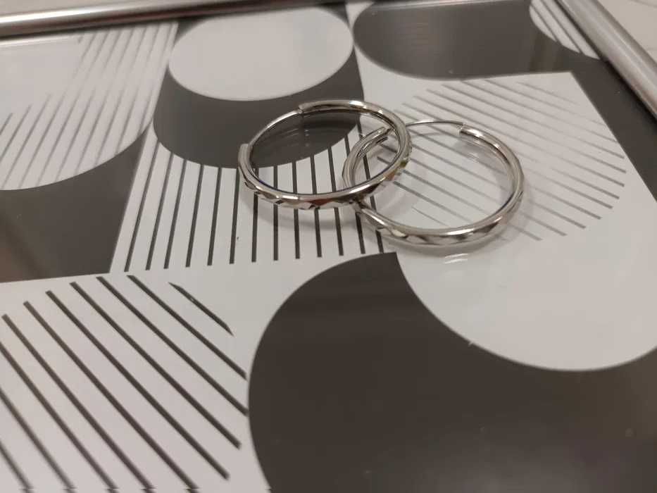 Сребърни обеци, кръгли обици 4см