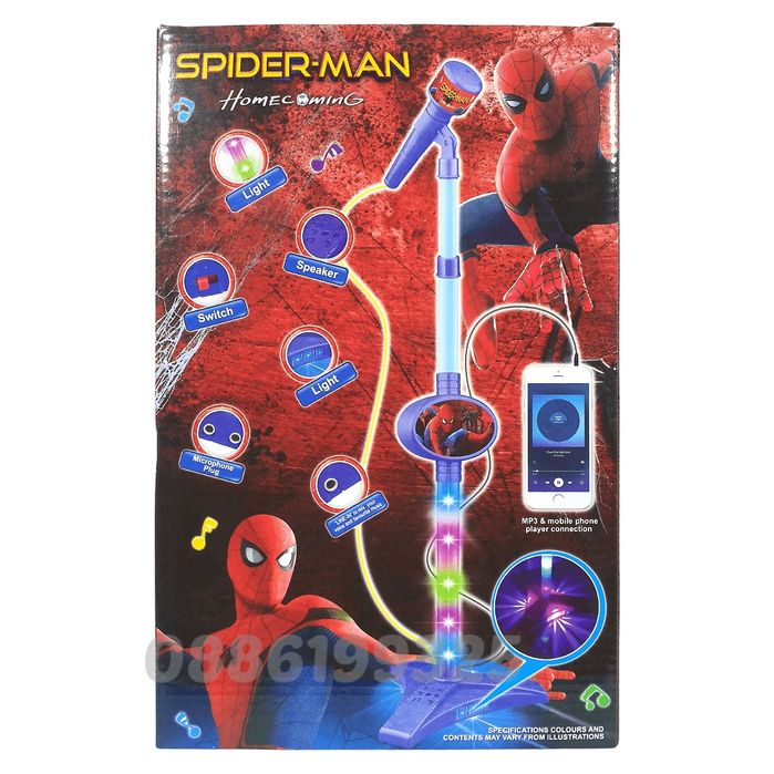 Детски светещ микрофон на стойка Спайдърмен Spiderman