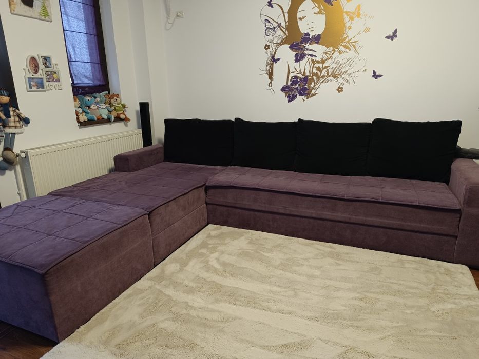 Canapea extensibilă in forma de L cu spațiu de depozitare