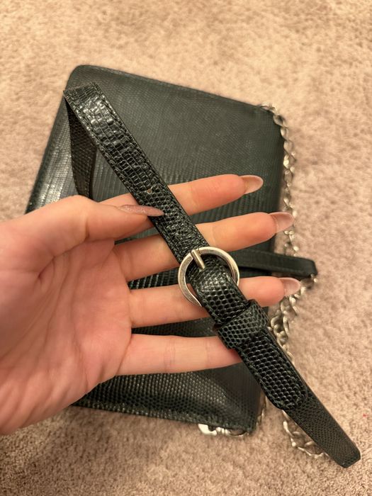 Geanta piele naturala, verde inchis Anna Cori