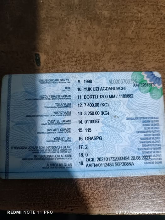 Gaz 53 sotiladi yili 1998