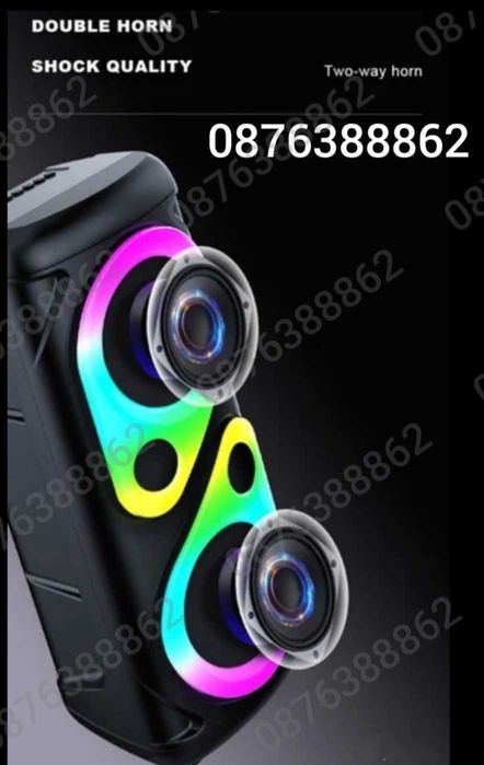 ПРОМОЦИЯ! Преносима Bluetooth Тонколона  2х4”, с микрофон  RGB ефекти