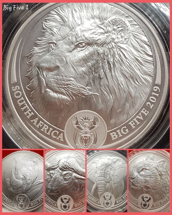 Africa de Sud Big 5 Five I, II si III monede lingou argint pur 999