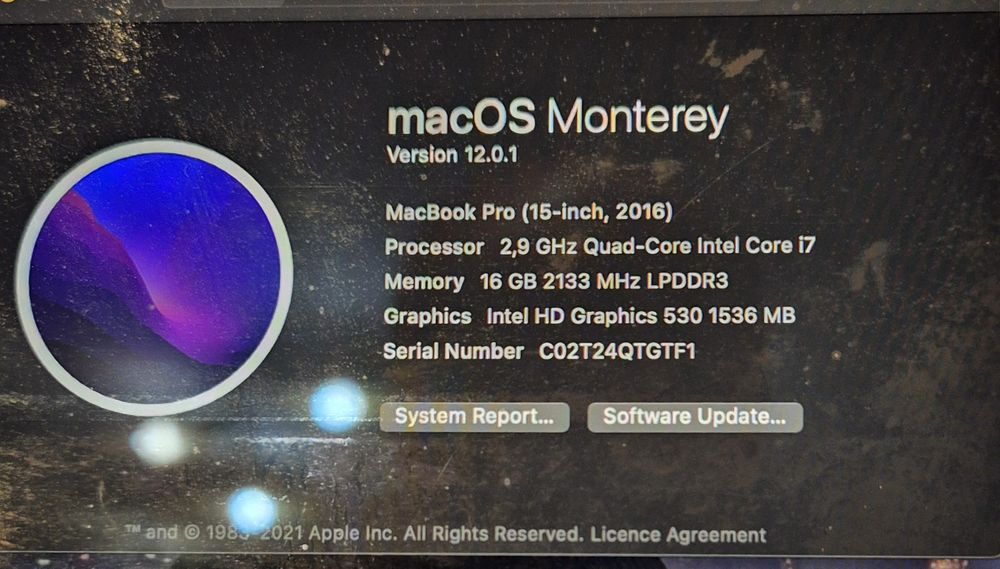 Macbook Pro 2016 15" i7 2.9GHz, 16GB RAM