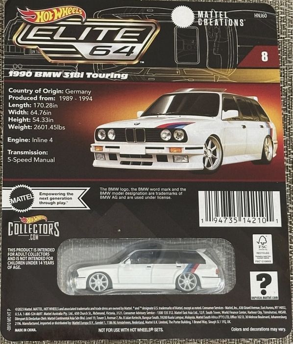Hot Wheels Elite 64 BMW 318i Touring an 1990 macheta auto scara 1:64