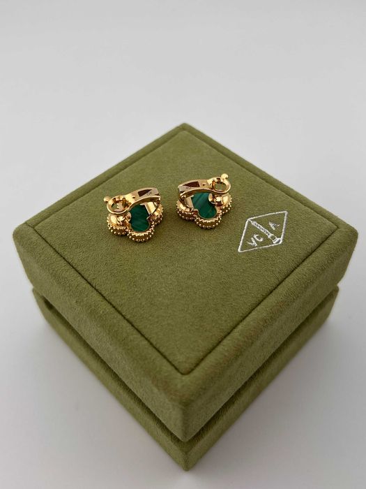 Серьги малахит Van Cleef
