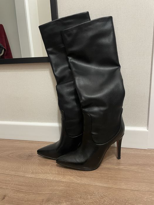 Сапоги кожаные черные трубы 37