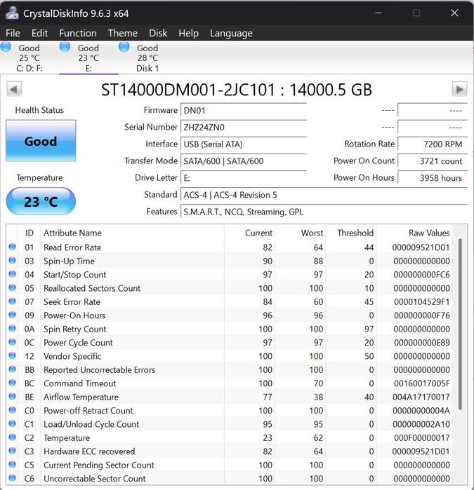 HDD 14 TB 100% health