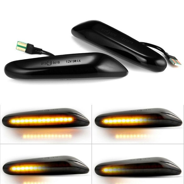 Диодни мигачи за калник BMW E46 (2001-2005) / E60 / E90 - опушени с бя