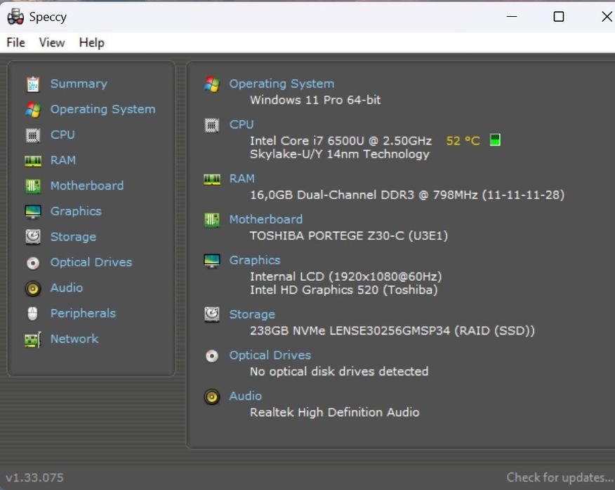 Laptop Toshiba i7 6500u 2,5Ghz/3,1Ghz, 16GB, 256GB, Win11, Office 24