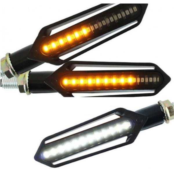 Странични LED Бягащи Мигачи за Мотор с Дневни светлини DRL