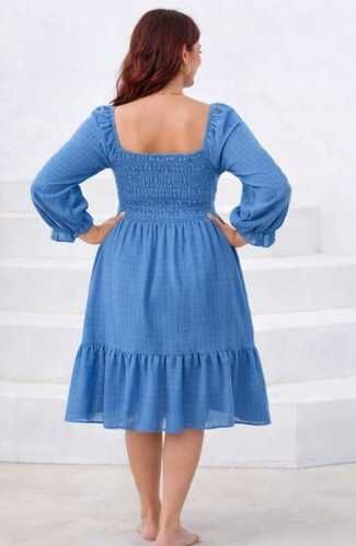 Рокля за бременни в нежен син цвят