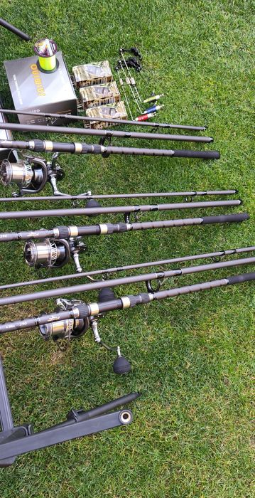 Set 3 Lansete 3,90m,3 Mulinete 10.000 Long Cast,Rod Pod,Senzori
