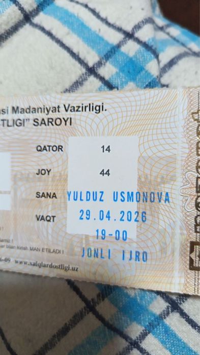 Balkon dan biletlar bor Yulduz Usmonova